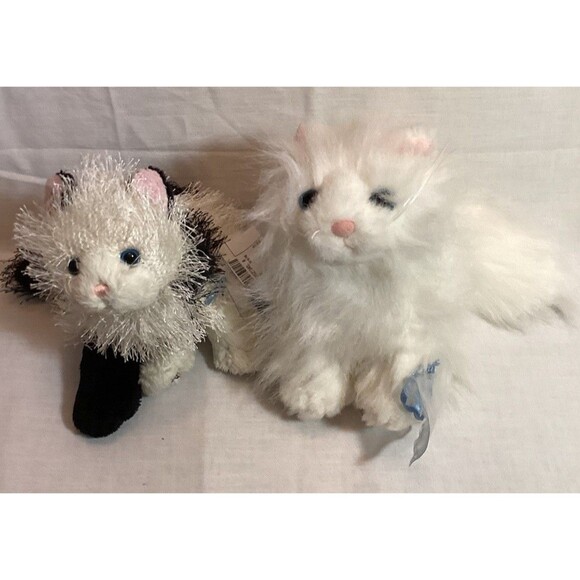 Ganz Webkinz Plush Cats Persian Cat HM110 &  Domino Black /White HM334 No Codes - Picture 1 of 14